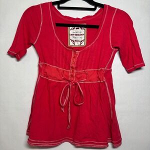 Y2k Vtg Babydoll Mallcore Bella Swan Twilight Front Tie Waist Preppy Top Medium